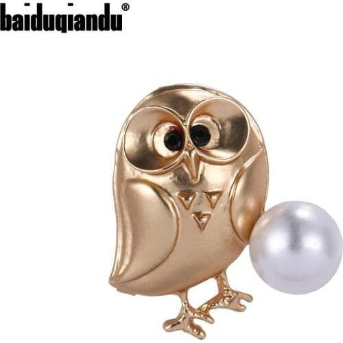 Baiduqiandu New Arrival Gold Color Cute Small Owl Brooch Pins Jewelry Gifts