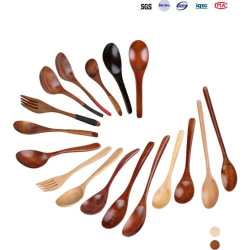New style Natural Wooden Spoon Fork Dinner Kit Rice Soups Utensil Cereal Handmade Home Tableware Dinnerware Cutlery For Kicthen