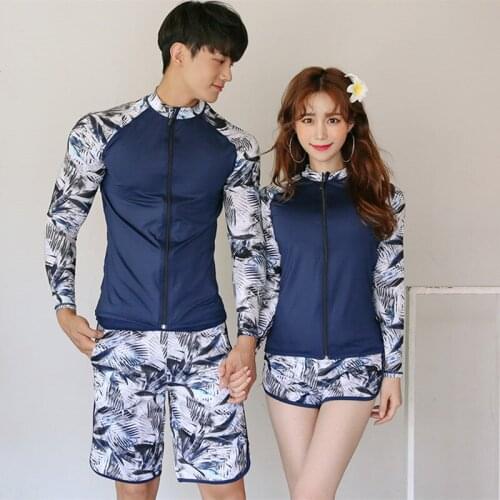 Couple Rash Guards Swimwear Women Sexy Bikini 2019 Swimming Suit For Bathing Suits Couples Long Sleeve Printed Covering Swimsuit