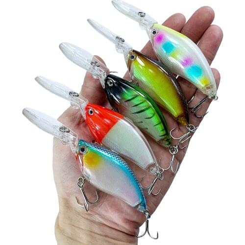 5pcs 18g High quality Deep Diving Crank Bait Minnow Crankbait swimbait Long tongue Trolling Wobblers Big Fish Fishing lure Bait