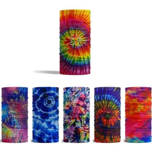 2021 Colorful Tie Dye Cycling Headwear Breathable Bandana Bicycle Flexible Polyester Windproof Neck Scarf Warmer Sport Headbands