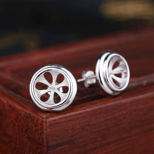 925 Sterling Silver Stud Earrings Semi Mount 8-9mm Pearl or Round Bead Fine Jewelry Setting