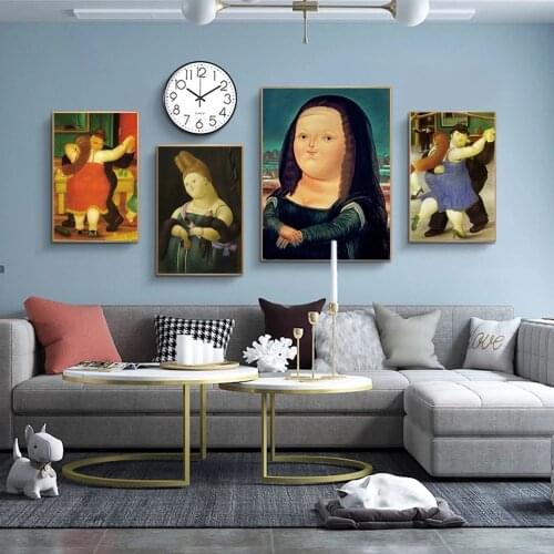 Nordic Funny Art Mona Lisa Canvas Paintings By Fernando Botero Famous Wall Art Posters And Prints Abstract Art Pictures Cuadros