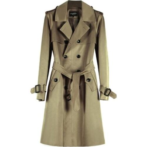 Mens loose trench coats man Medium length men clothes fashion autumn winter slim overcoat long sleeve 2021 new designer khaki