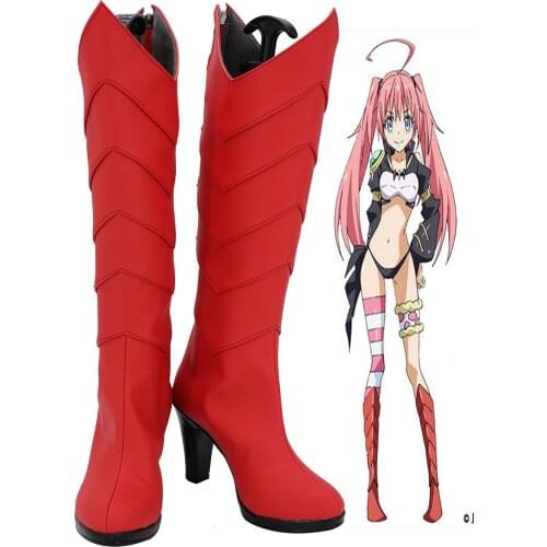 Milim Nava Shoes Cosplay Tensei Shitara Slime Datta Ken Milim Nava Cosplay Boot High Heel Shoes Red Custom Made for Unisex