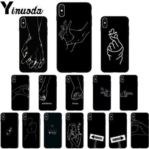 Yinuoda Couple Love Finger Silicone TPU Soft black Phone Case for iPhone 8 7 6 6S Plus 5 5S SE XR X XS MAX Coque Shell