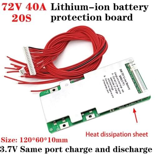 BMS 20S 72V 40A 18650 Lithium Battery Protection Board Same port PCM 72V li-ion battery pack PCB With Balance for ebike scooter