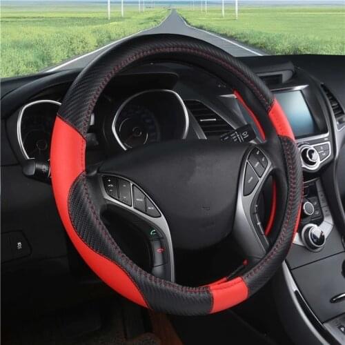 1pc Car Steering Wheel Cover Anti Slip Funda Volante Coche Carbon Fiber Leather Auto Accessories Interior Breathable Universal
