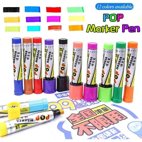Leto 12 Colors POP Poster Marker Pen 6/12/20/30mm Ink Replenisher Bright Smooth Quck-drying Dedicated Waterproof School Supplies