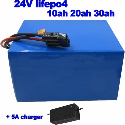 24V 10ah 20ah 30ah LiFePO4 lithium phosphate iron Battery Pack for sprayer lawn mower AGV robot Floor patrol ebike + 5A charger