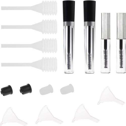 4 Packs 7.5ml 4ml Empty Dropper Bottle Funnel Mascara Tubes Eyelash Growth Oils Vials Bottle with Plugs Funnels Pipettes