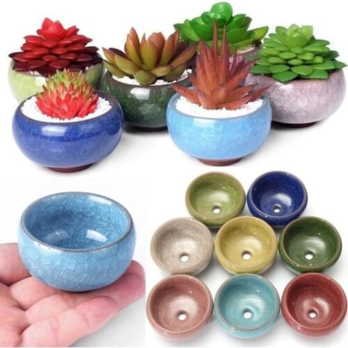 7 Color Cute Ice-Crack Glaze Ceramics Succulent Plant Pot Fleshy Plant Mini Pot Garden Flowerpot For Home Office Decoration