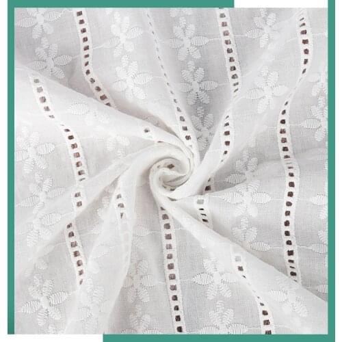 White Hollow Lace Cloth Geo Embroidered Womens Summer Cotton Cloth Hollow Lace Fabric