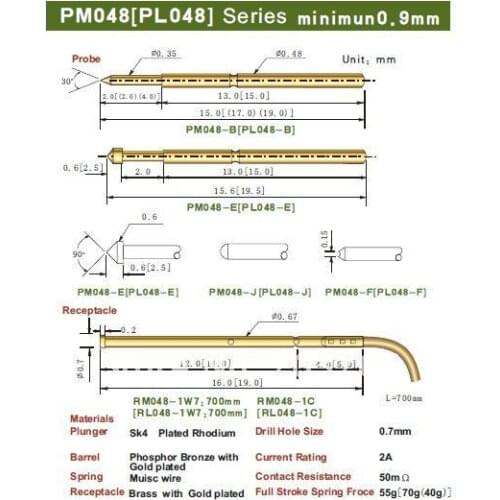 FREE SHIPPING 100PCS/LOT PM048-E 15.6MM TWO PART FUNCTION TEST PROBES, POGO-PIN