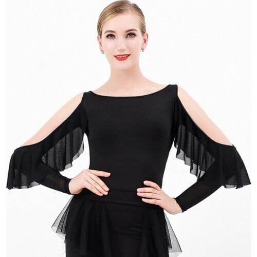 Ballroom Dance Blouse Women Mesh Modern Dance Outfit Tango Dancewear Latin Practice Wear Stage Costume Designer Clothes DL8076