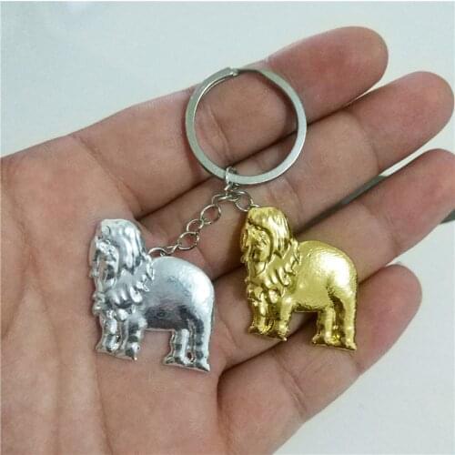LPHZQH Trendy English Shepherd Key Chains Fashion Women Bag Pendant Cars Dog Key Rings Christmas Gift Gold Color Color