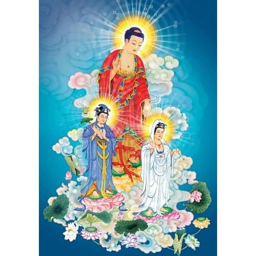 Buddhism Guanyin lotus Art Needlework 14CT Canvas Unprinted Handmade Embroidery Aida Cross Stitch Kits DIY Home Decor