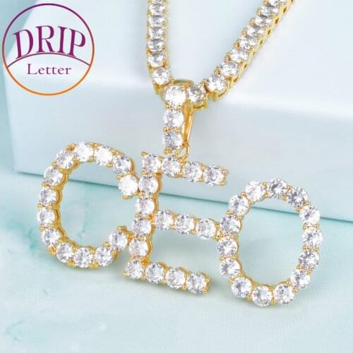 Tennis Chain Letters Pendant A-Z Custom Name Necklaces Charm Mens Zircon Hip Hop Jewelry 4mm Tennis Chain