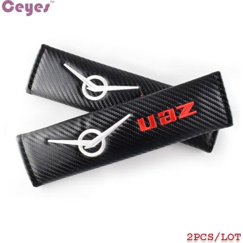 Ceyes 2pcs/lot Excellent Car Styling Seat Belt Cover Case For UAZ 469 Patriot Carbon Fibre Emblems Car Accessories Car-Styling