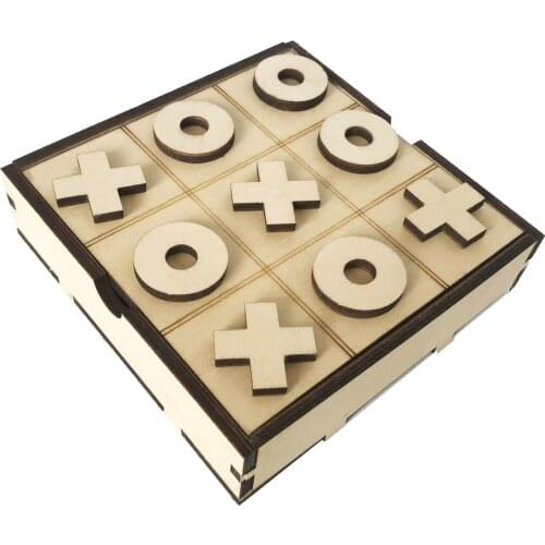 Children XO Wood Chess Board Game Toy Intelligent Puzzle Game Educational Toy Funny Parent-Child Interaction Board Games