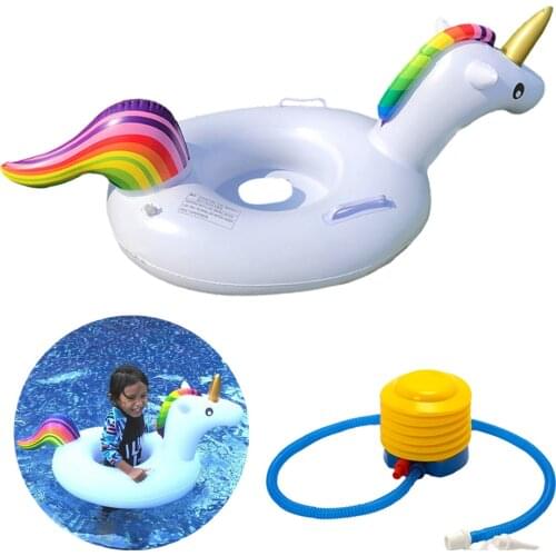 Kids Inflatable Swimming Pool Float Rafts with Handles Summer Unicorn Swim Ring Floats Girls Boys Toddlers Child Floating Tubes