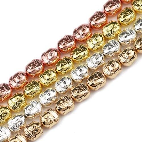 JHNBY Buddha head Rose Gold Silvers Hematite Natural Stone 8*10mm 20pcs Loose Beads For Jewelry Making Diy bracelet accessories