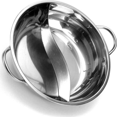 Durable Mandarin Duck Hot Pot Single-layer Binaural Stainless Steel Soup Fondue Pot 28cm Twin Divided Hot Pot