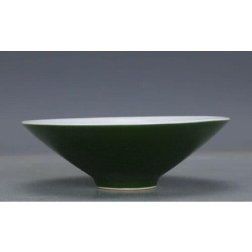 Chinese Jingdezhen Porcelain Dark Green Glaze Bowl 5.43 inch