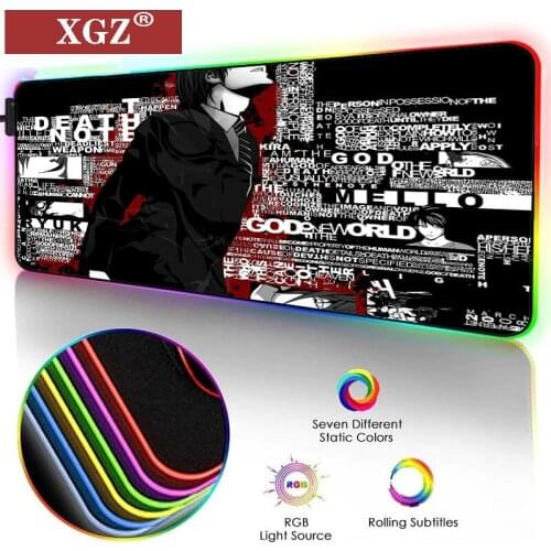 XGZ Cartoon Anime Mouse Pad RGB Seaming HD Computer Keyboard Table Mat Rubber Stripe Non-slip Game Player Accessory Mat 40x90cm