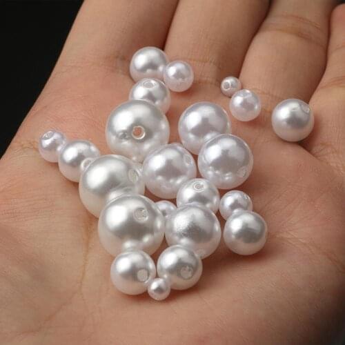 4-20mm White Acrylic Beads Imitation Pearl Shell Round Beads for Jewelry Making Earring Bracelet Handmade DIY Craft Accessories