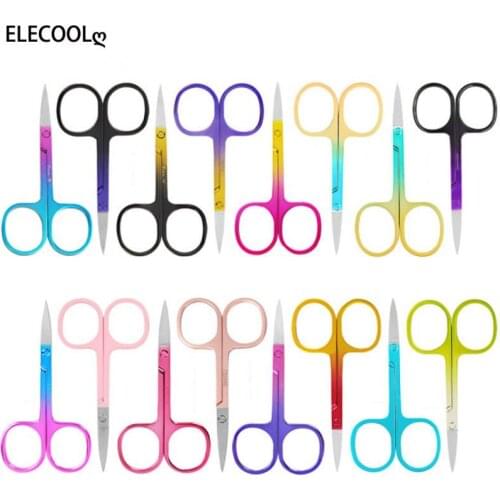 ELECOOL Stainless Steel Small Nail Tools Eyebrow Nose Hair Scissors Cut Manicure Facial Trimming Tweezer Makeup Beauty Tools
