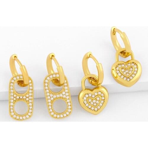 Small White Stone Heart Earrings For Women Cubic Zirconia Handcuff Drop Earrings Dangle Huggie CZ Micro Pave Jewelry Gift ersv20
