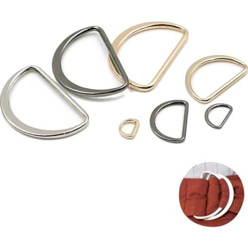 XUNZHE 20pcs/lot Metal Type D Ring 15mm/20mm/25mm/30mm/40mm/50mm/60mm Shoes Bags Buckles DIY Accessory Garment Accessories