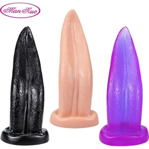 Man Nuo Tongue Shape Dildo Anal Sex Toy Lesbian Vagina Massage Stimulate Masturbator with Suction Cup Adult Sex Toys for Women