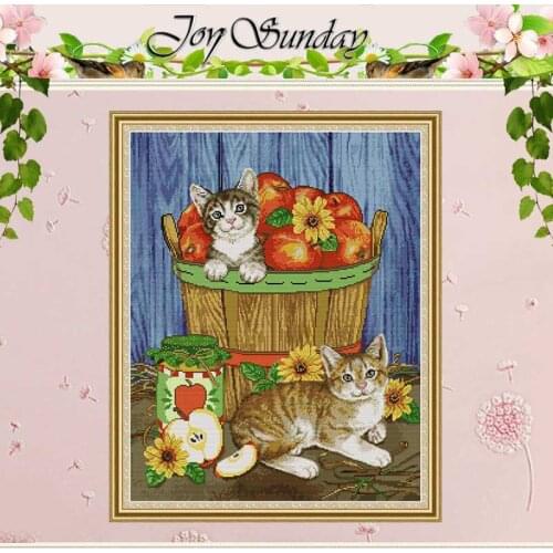 Cats and fruits animals pattern counted 11CT 14CT Cross Stitch Set DIY Chinese Cross-stitch Kit Embroidery Needlework Home Decor