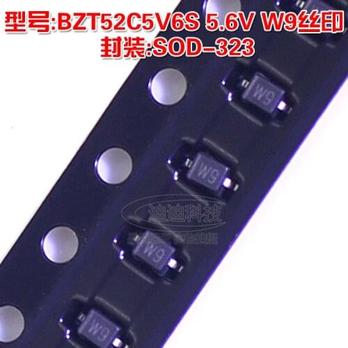 New Patch Zener Diode BZT52C5V6S 5.6V W9 Silkscreen SOD-323 0805 Volume