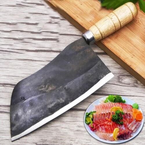 Liang Da Handmade Carbon Steel Sharp Slicing Fish Knife Professional Fillet Knives Kitchen Cutting Meat Vegetable Knife Cleaver