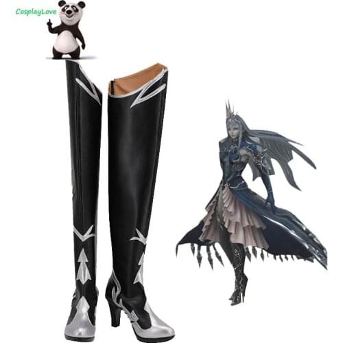 Final Fantasy XIV FF14 Heritor of Frost Shiva Black Cosplay Shoes Long Boots Newest Custom Made For Female Male CosplayLove