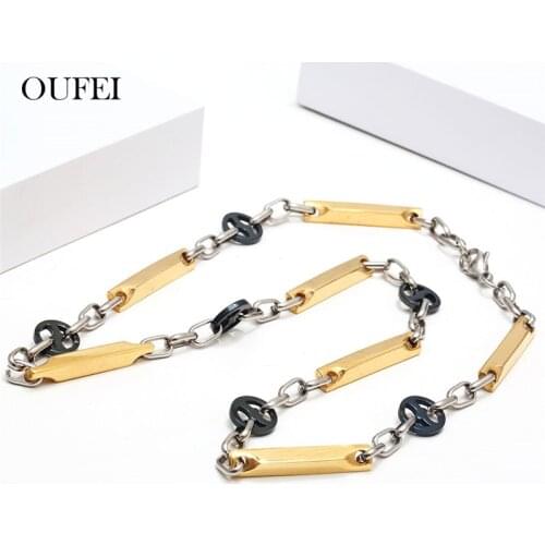 OUFEI Stainless Steel Jewelry Woman Geometric Necklace Bracelet Set Fashion Jewelry Accessories Choker Chain Bohemian