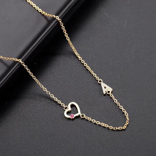 Personalized Initial Necklace Customized Name necklaces With Heart Charm Gold Stainless Steel Pendant For Women Jewelry Gift
