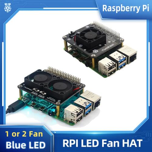 Raspberry Pi 4 Model B GPIO Extenstion Board Cooling Fan with Blue LED Light Switch Dual Fan Module for Raspberry Pi 4B/3B+/3B