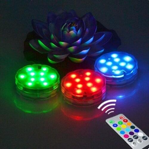Remote Controlled 10 LED Submersible LED RGB Waterproof LED Light Battery Operated Wedding Xmas Party Vase Light