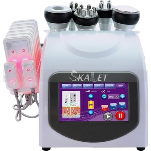 6 In 1 Portable Ultrasonic Liposuction 40K Cavitation Vacuum Multipolar 8 Pads laser body slimming machine to lose weight