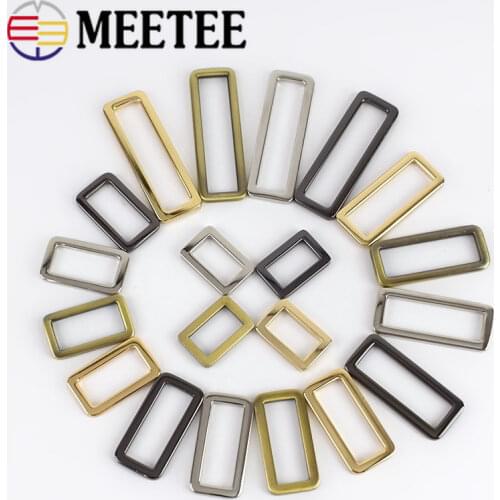 Meetee 30pcs Square Bag Buckles Metal Ring Handbag Strap Adjuster Clasp Webbing Buckle Backpack Belt DIY Leather Accessories