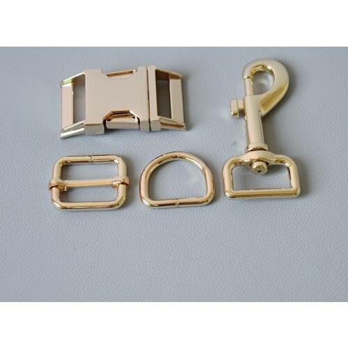 1 Sets 25mm Metal D Ring Belt Straps Slider Breakaway Side Release Buckle Spring Hook Diy Dog Collar Leash Sewing Accessories