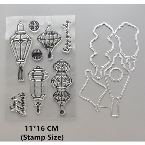 2021 New Lantern Letter Clear Stamps and Metal Cutting Dies DIY Scrapbooking Embossing Album Seal Template Punch Stencils
