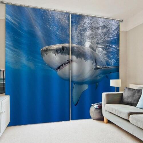 Luxury Blackout 3D Window Curtains Photo blue ocean dolphin curtains 3D Curtain stereoscopic lifelike