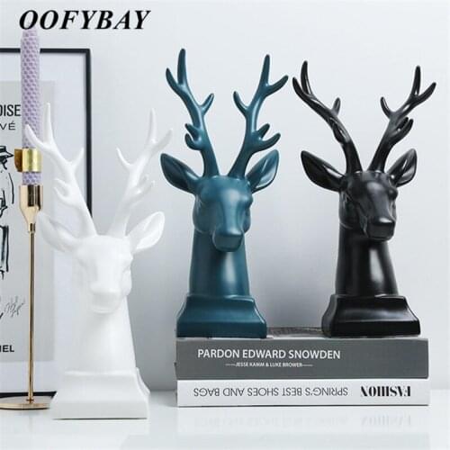 Nordic Ceramic Deer Sculpture Living Room Book Stand Wine Cabinet Bookend Crafts Office Ornament Home Decoration Furnishings