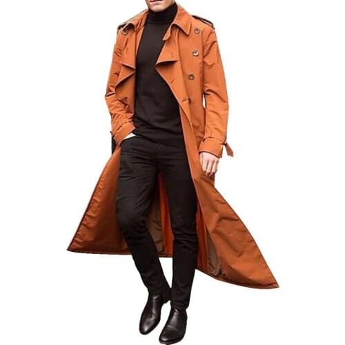 2021 Spring New Korean Fashion Double Breasted Windbreaker Mens Middle Long Loose Handsome Mens Trench Coat Belt