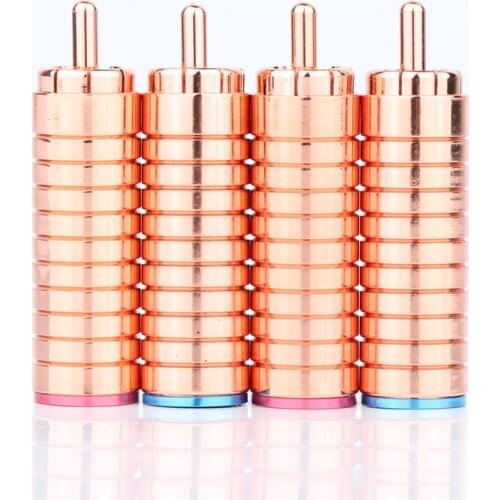 High Quality R1762 Red Copper Plated Audio Soldering RCA Connector Plug Connector Audio Phono RCA Male Plug